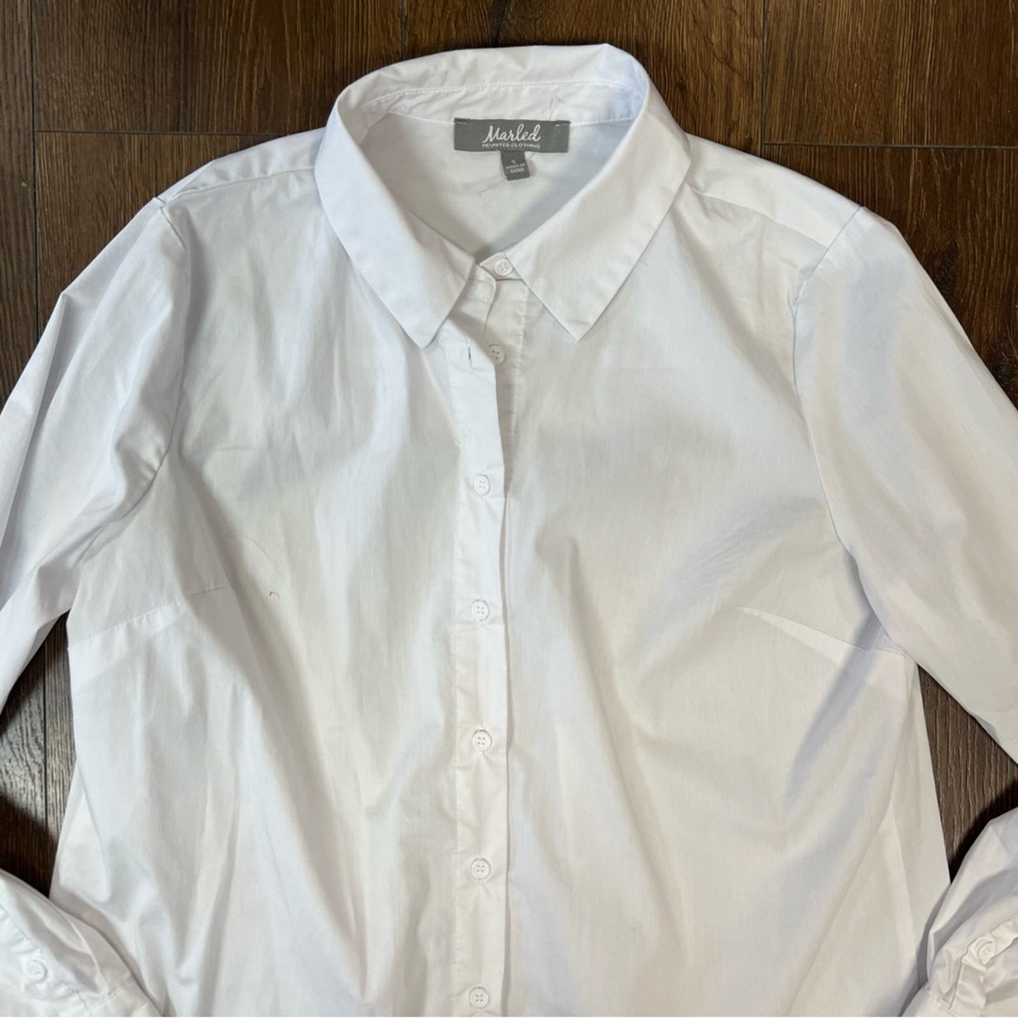 Marled white button up shirt SZ SM