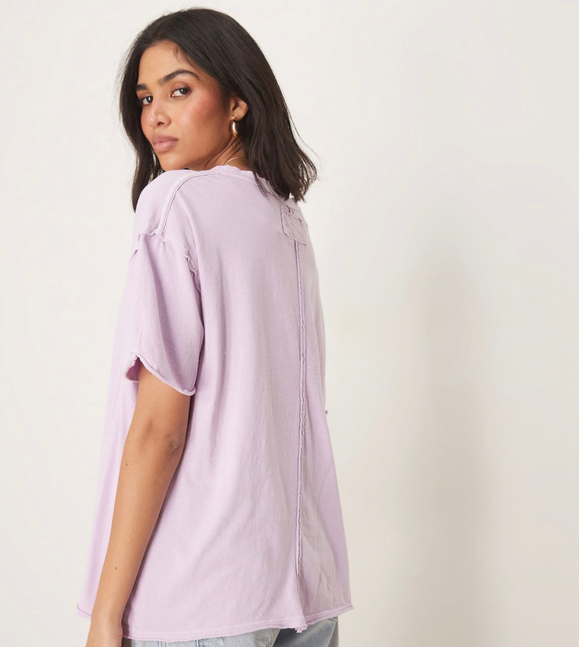 🆕 Free People nina v-neck oversized t-shirt in lavender SZ SM