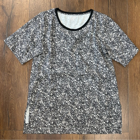 Lands’ End gray floral blouse SZ XS