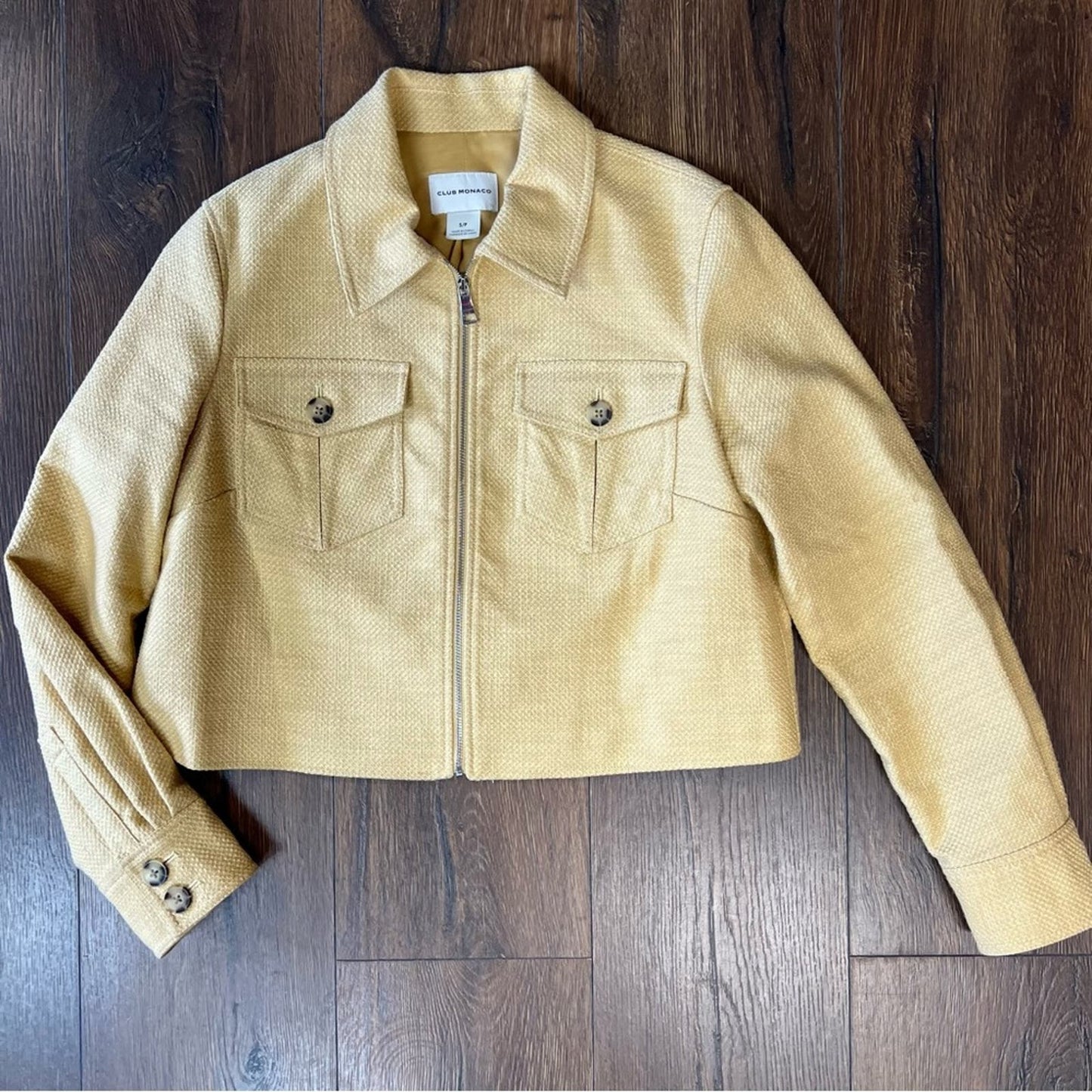 Club Monaco Textured Crop Jacket in ginger SZ SM