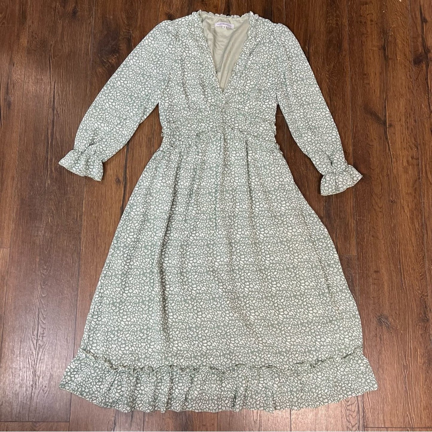 Miss Sparkling Midi Floral Ruffle Tiered Summer Dress SZ MED