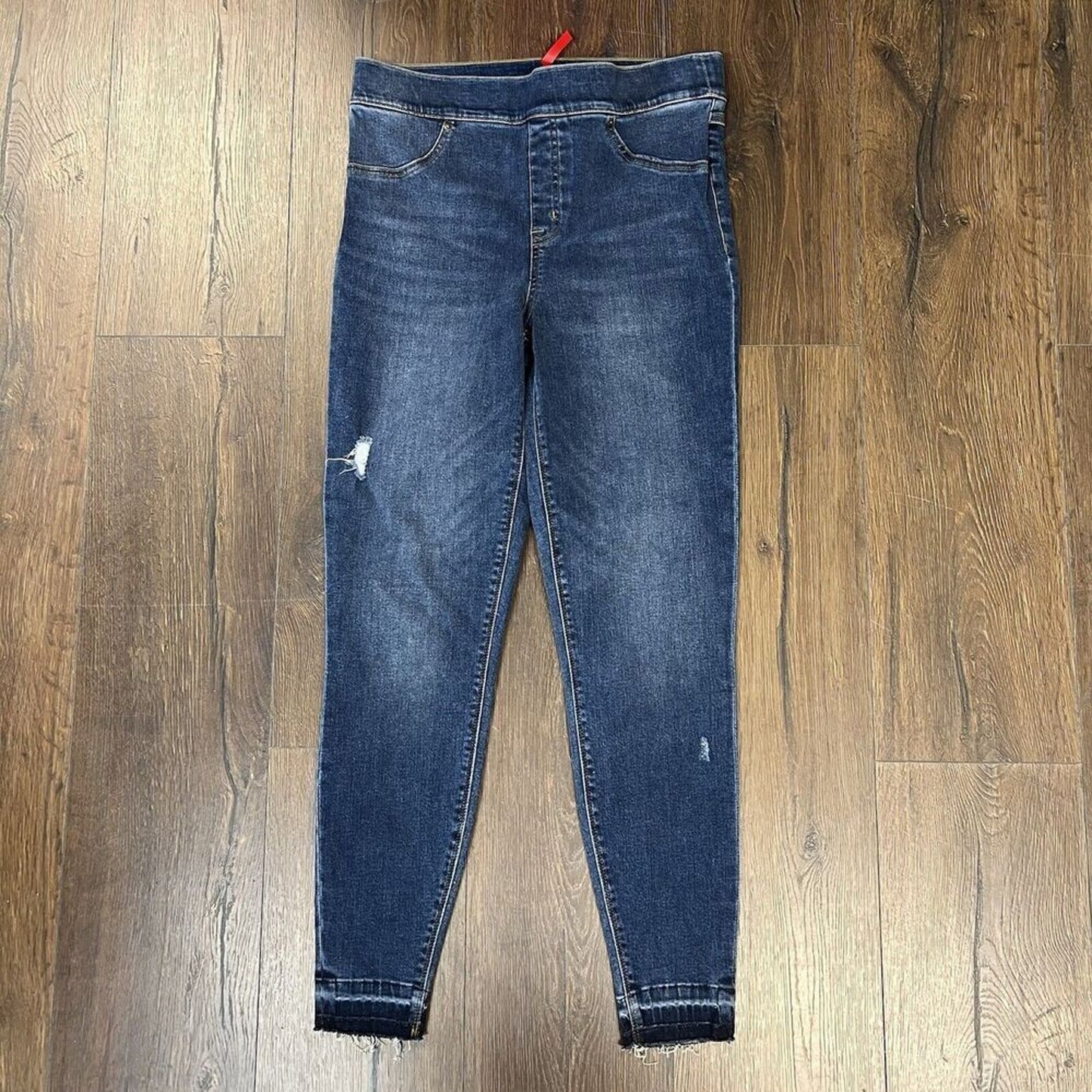 SPANX Distressed‎ Denim High Rise Elastic Waist Jeggings SZ LG