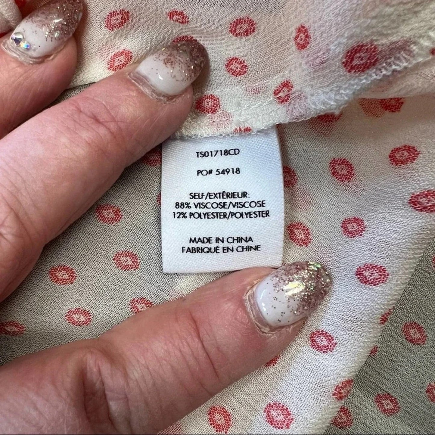 Derek Lam 10 Crosby Kaene Red & Cream Polka Dot Ruffle Blouse SZ 6
