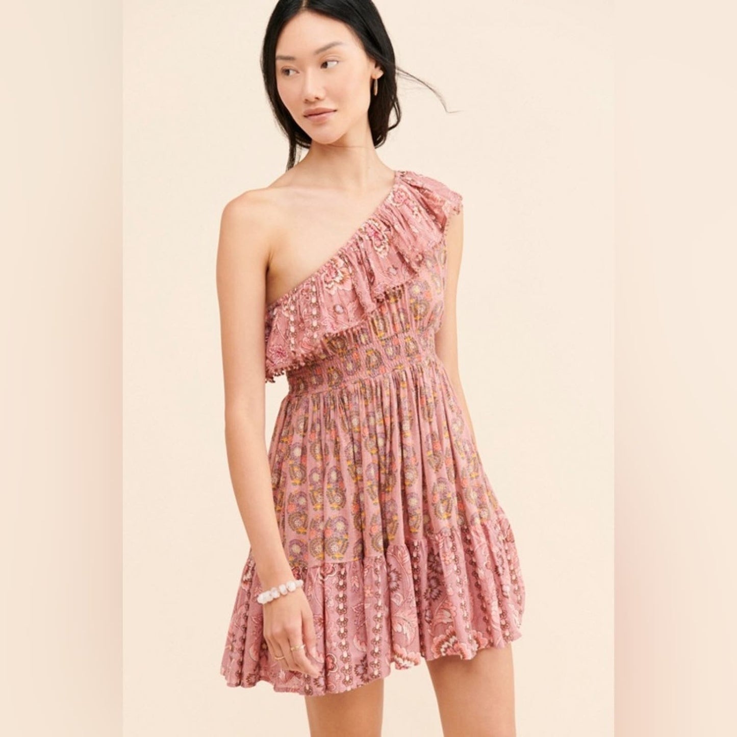 Gypsy Queen Paisley One Shoulder Mini Dress SZ M/L