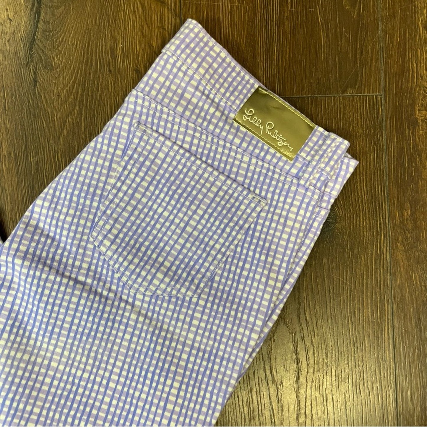 🆕 Lilly Pulitzer South Ocean High Rise Skinny Pants Lilac Verbena Gingham SZ 10