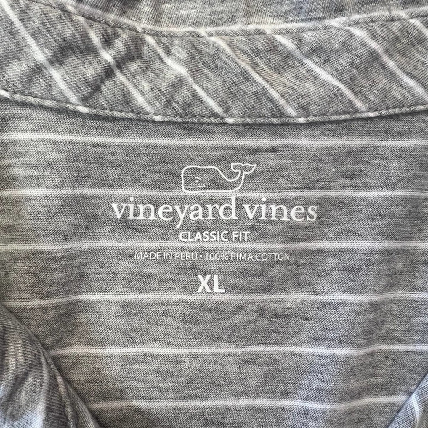 Men's Vineyard Vines Classic Fit Gray Striped Polo SZ XLARGE