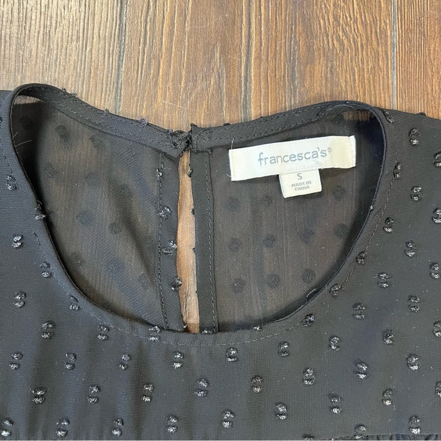 Francesca’s black textured mini dress SZ SM