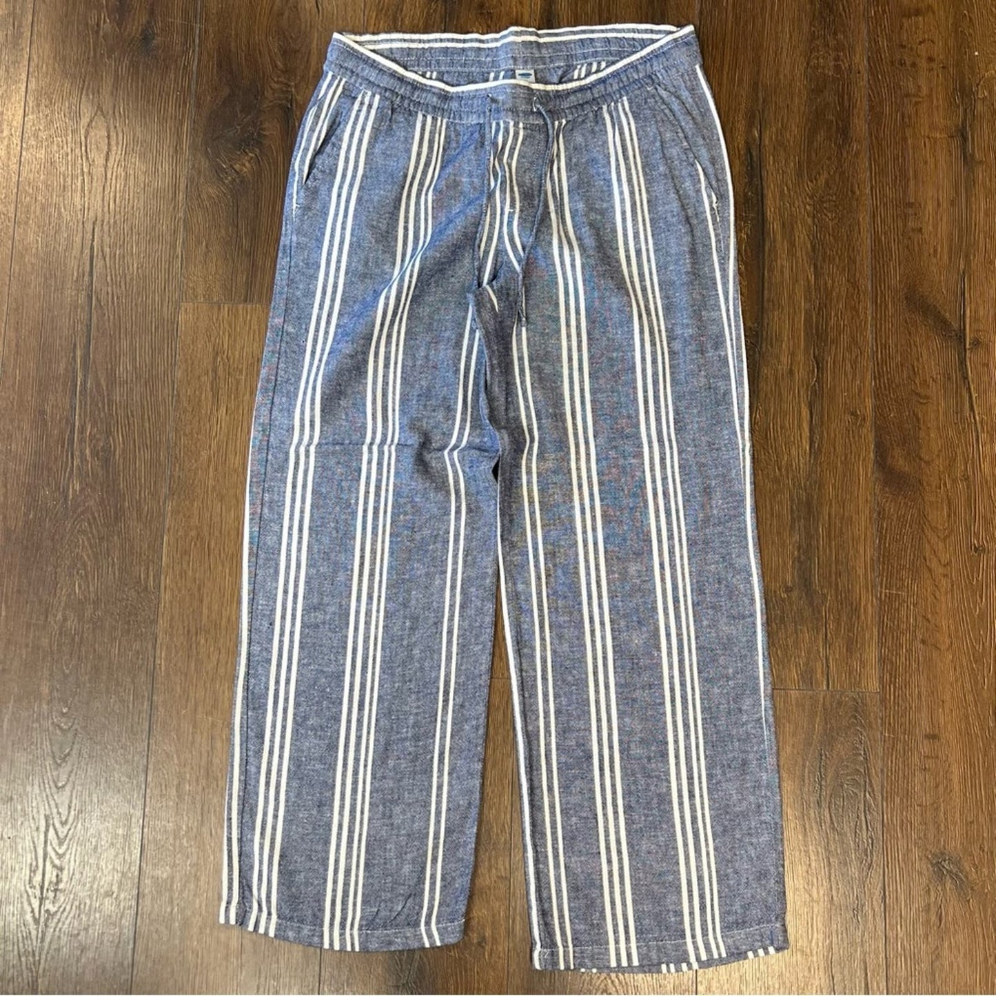 Old Navy drawstring blue linen blend pants SZ MED