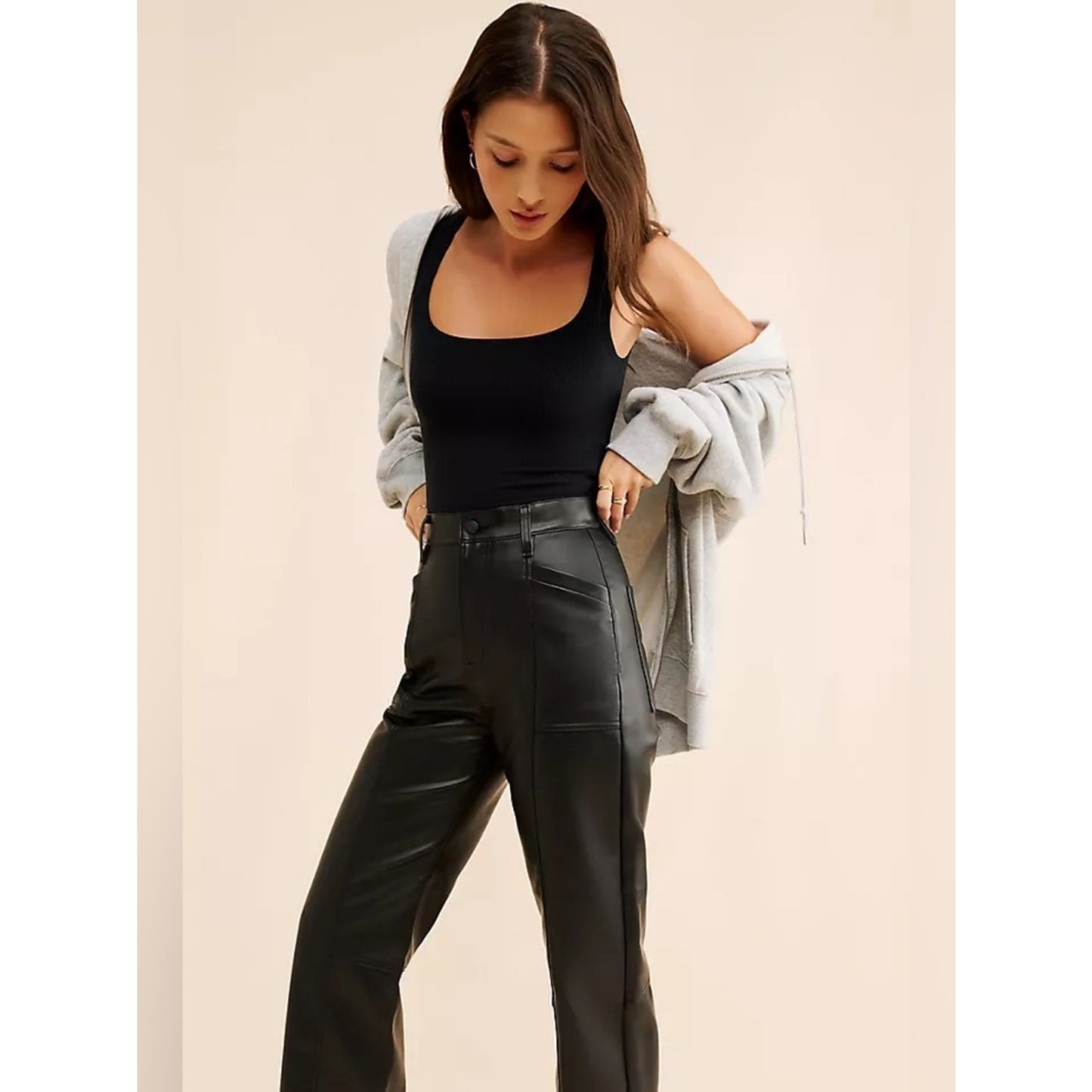 🆕 PISTOLA High Rise Arched Faux Leather Pants NWT SZ 26