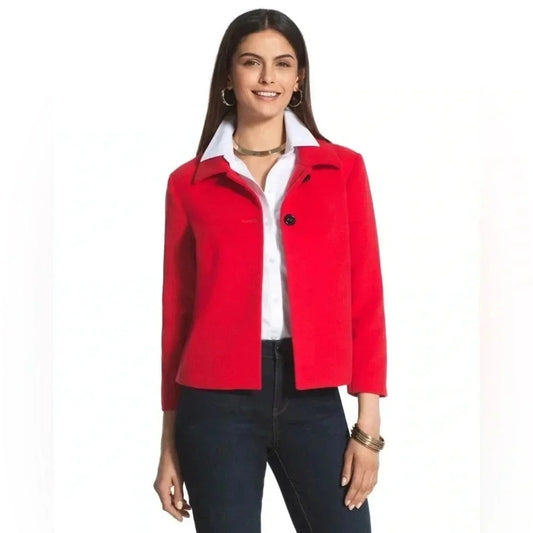NEW CHICO’S Swing Jacket in Chinese red SZ 1/8 MED