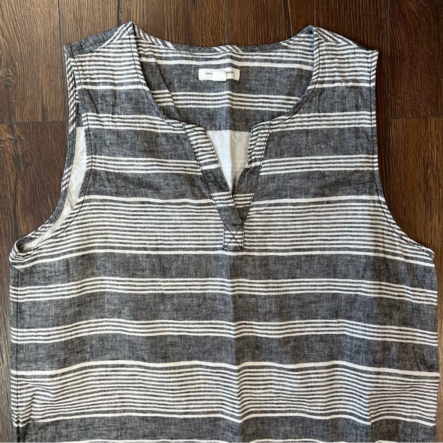 Beachlunchlounge linen blend striped dress SZ LG