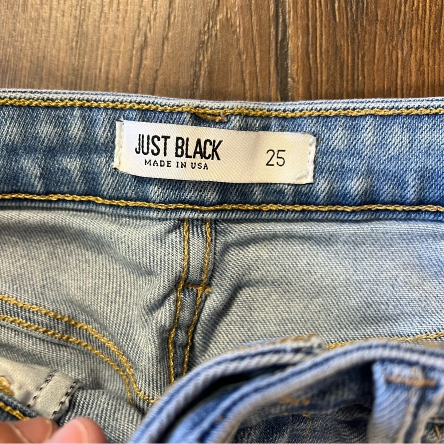 Just‎ Black Denim Distressed Slim Straight Jeans SZ 25/0