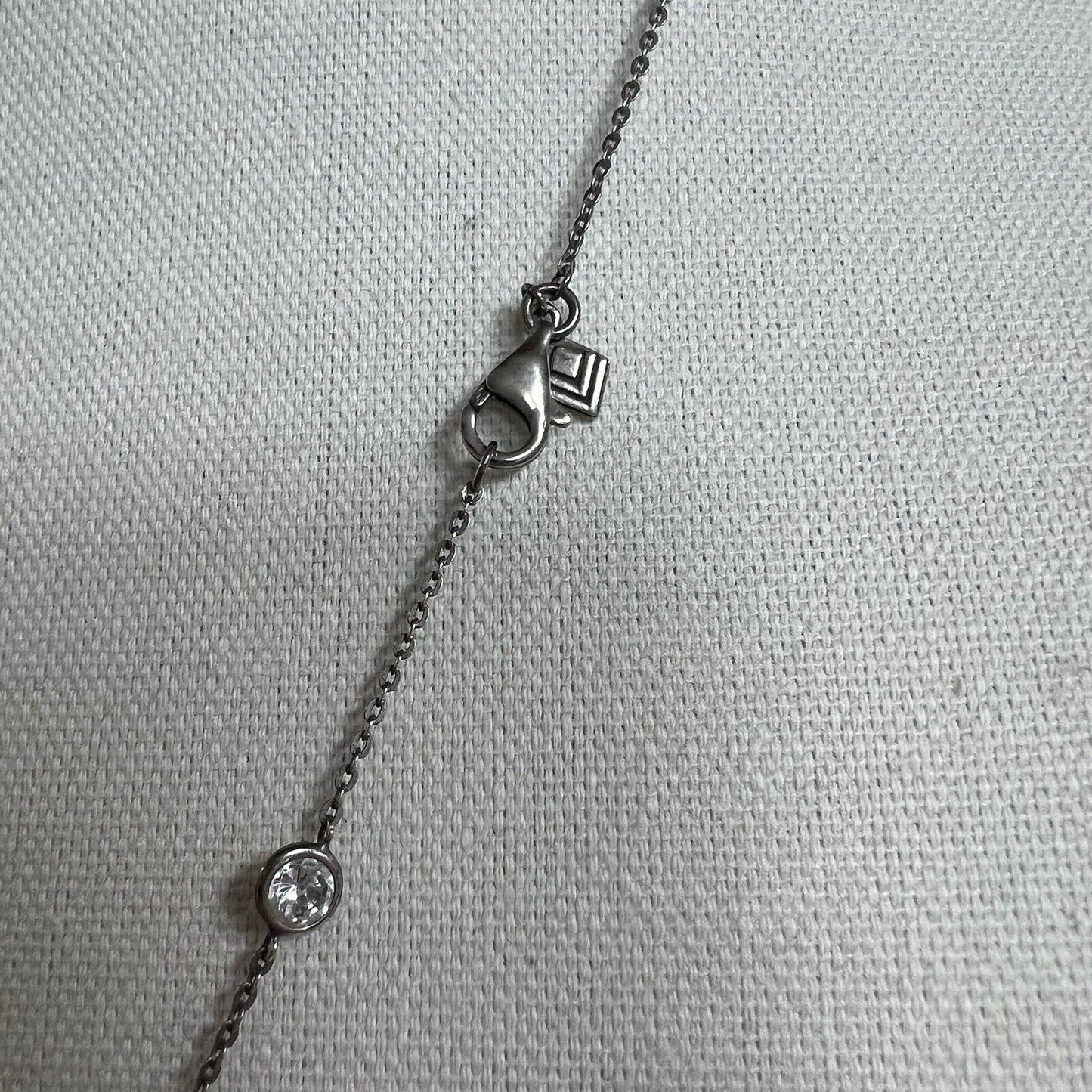 Silpada Sterling Silver Clear Faceted Bezel Set Station Necklace