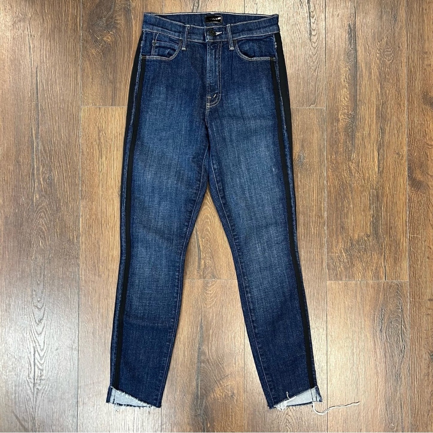 Mother Denim Stunner Zip Ankle Step Fray Sweeping Racer SZ 25/0