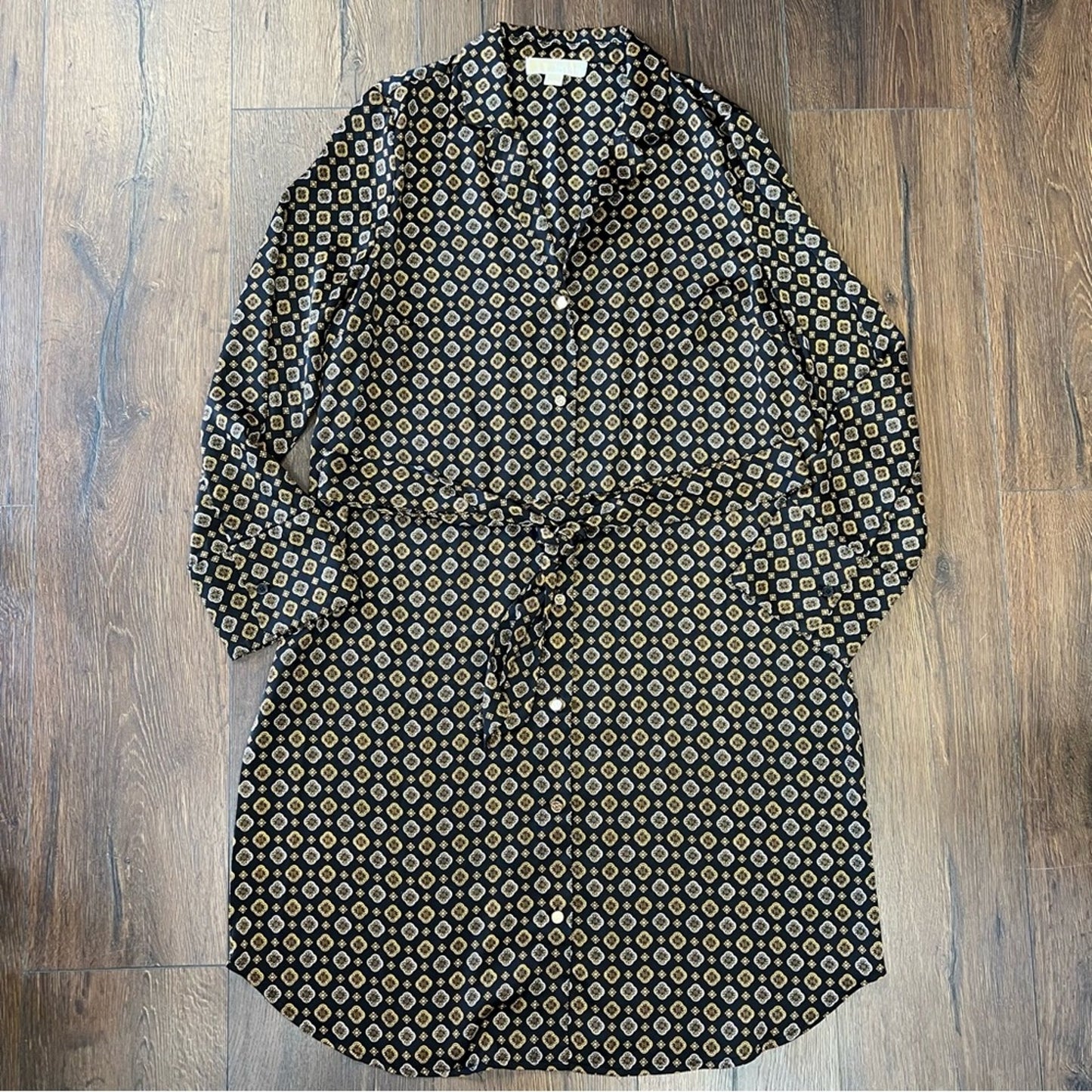 Michael Kors button front waist tie dress SZ LG