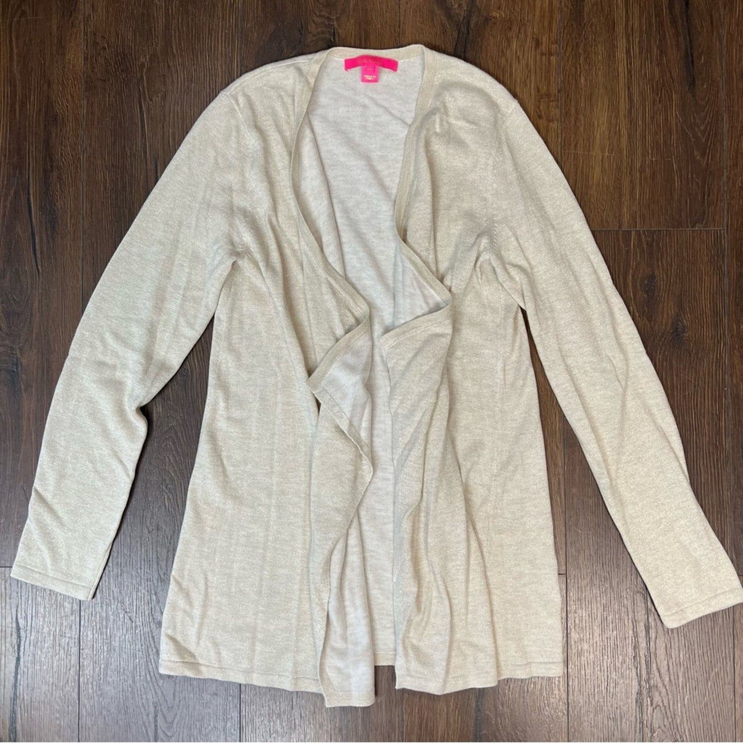 Lilly Pulitzer Dustin cardigan in Heathered gold sandbank metallic SZ MED