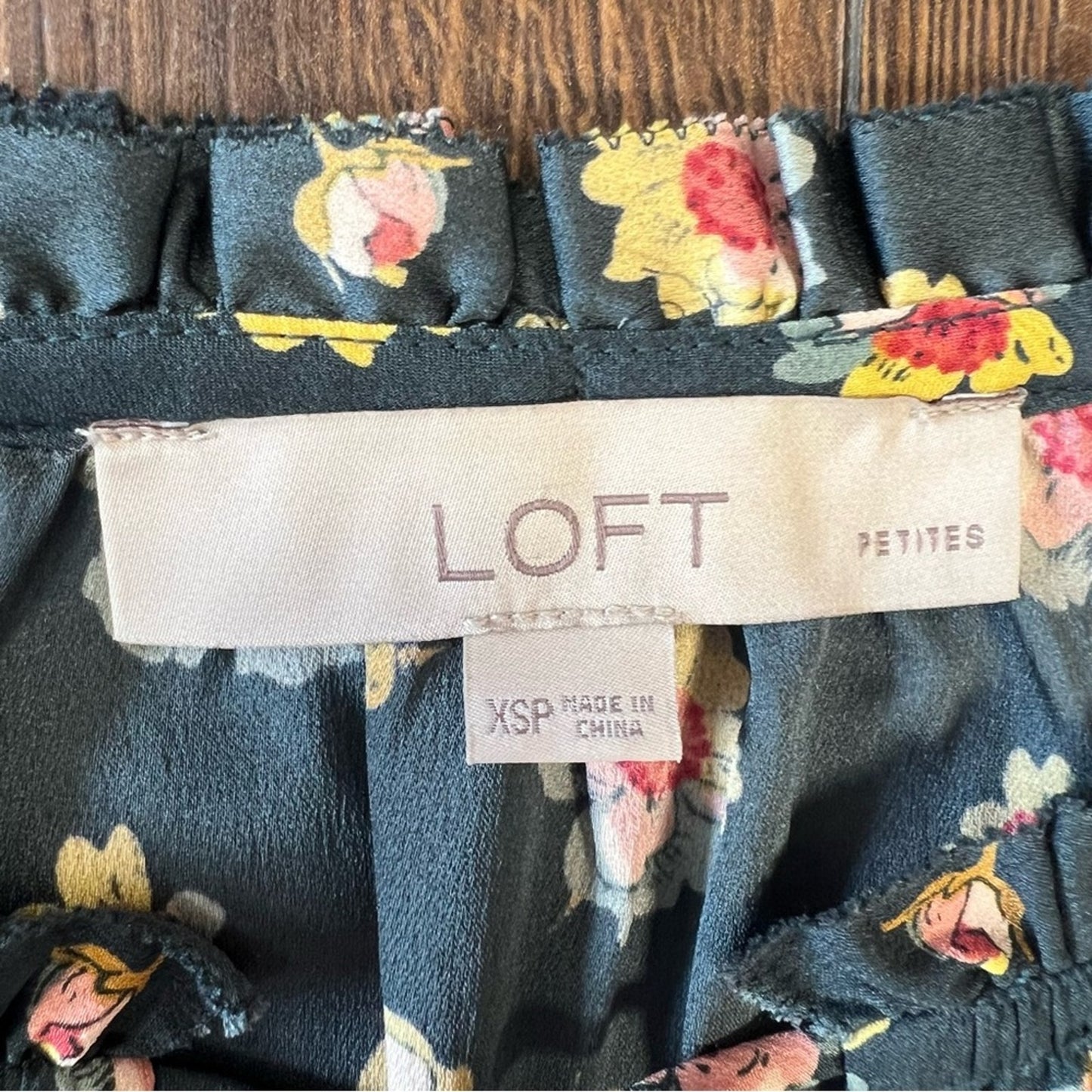 LOFT dark teal floral dress SZ XSP