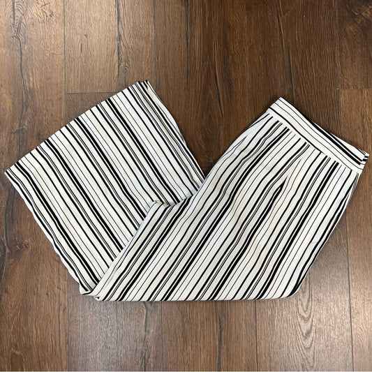 Cynthia Rowley striped wide leg sides slit crop SZ 10