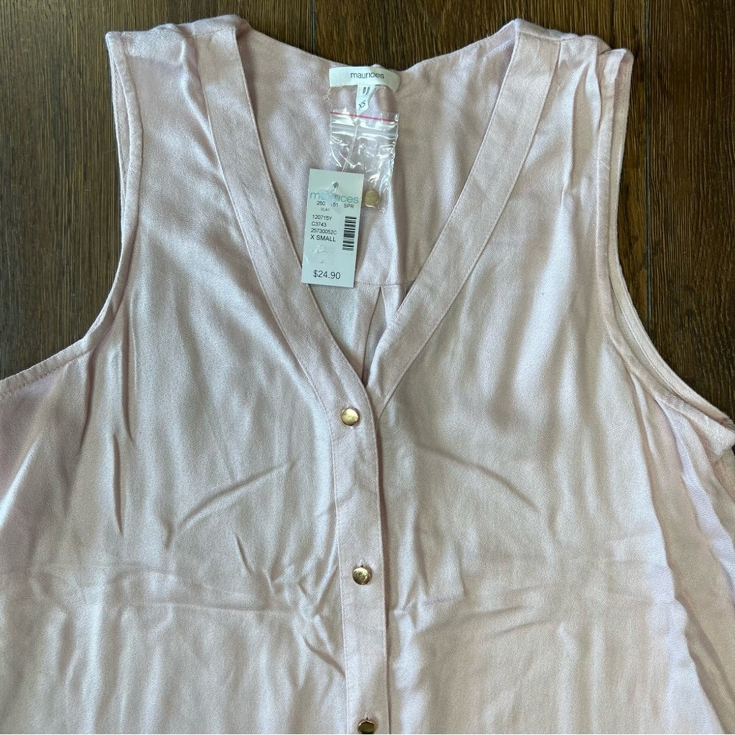 🆕 Maurice’s Madison button down light pink tank SZ XS