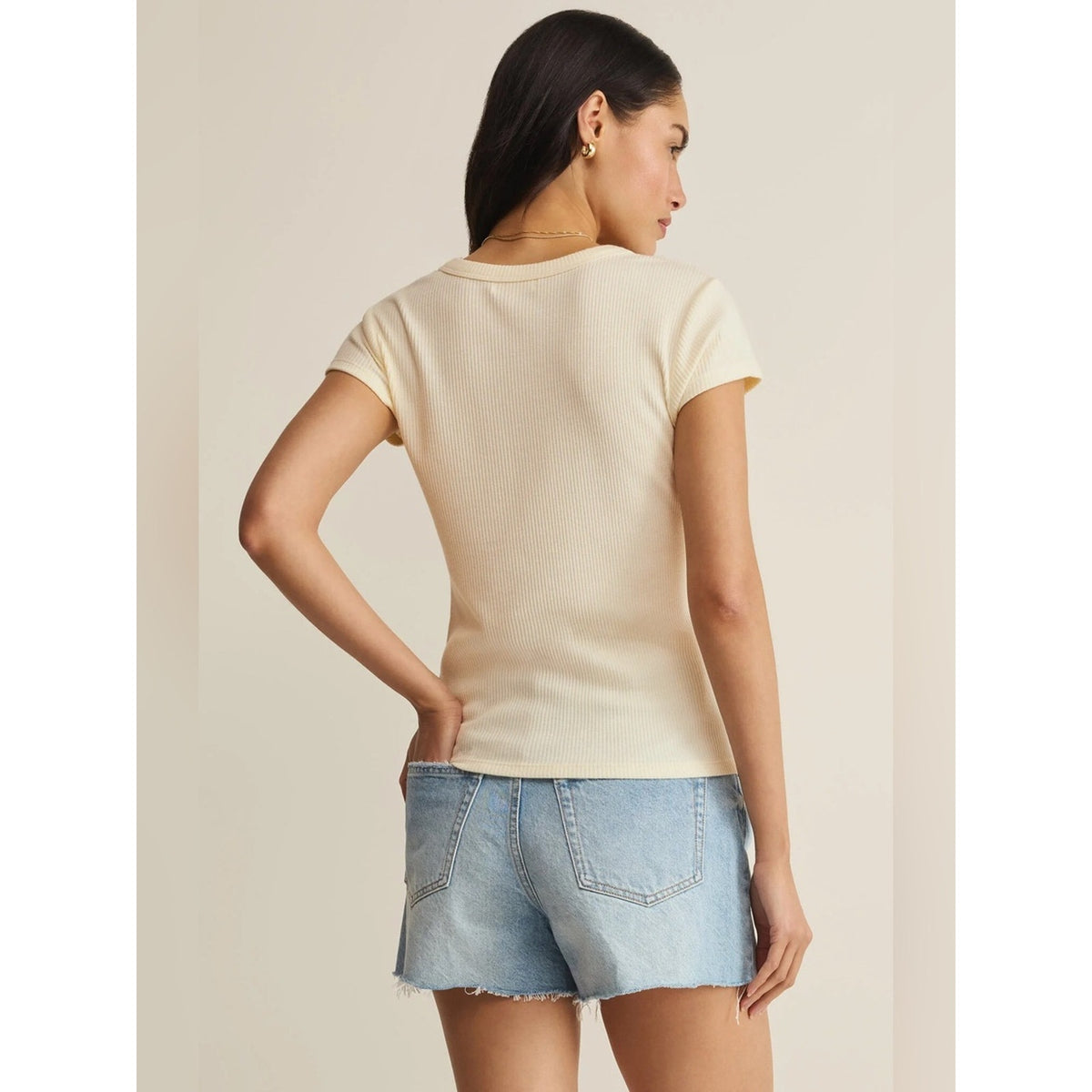 🆕 Z Supply Leisurely Scoop Neck Ribbed Short Sleeve Tee SZ XS