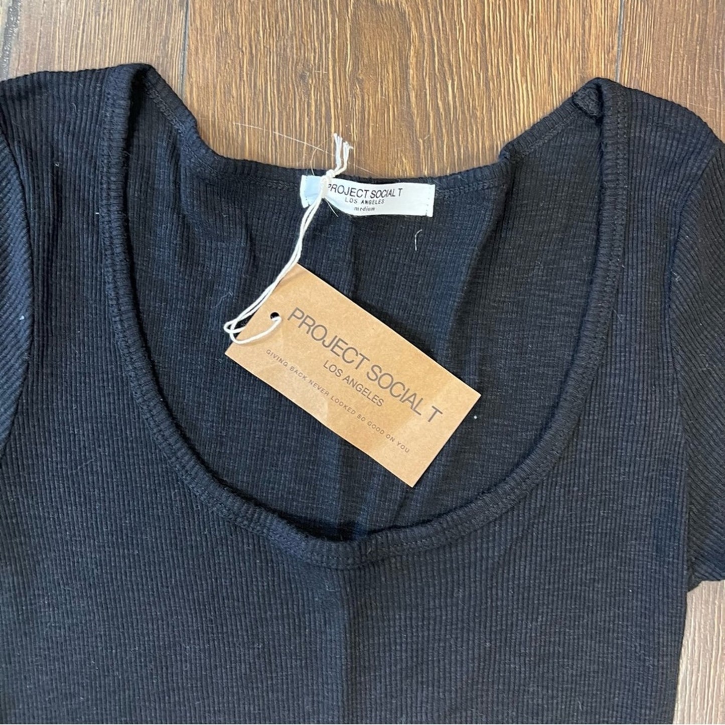 🆕 Project social T Here's the Scoop Rib Tee Vintage White SZ MED