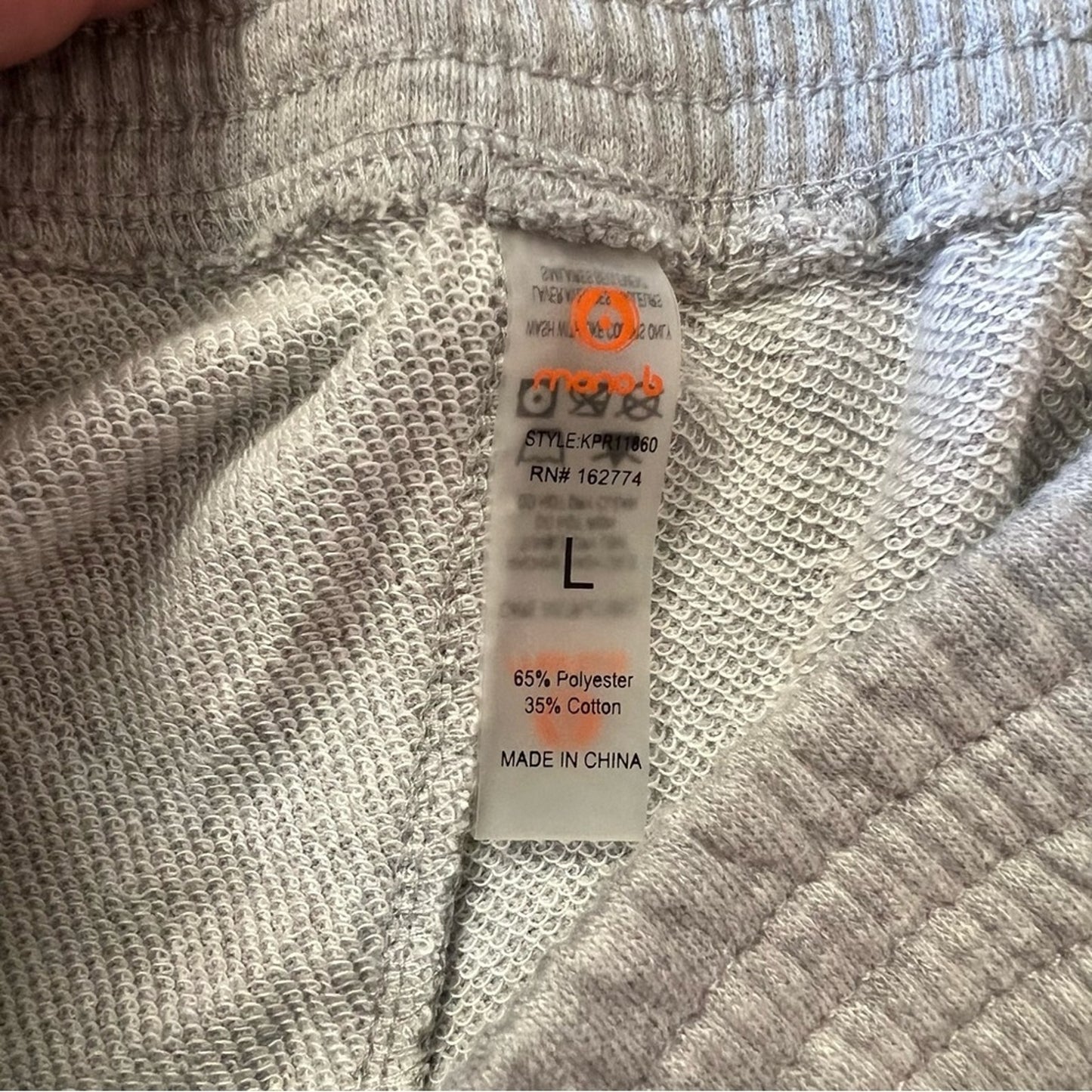 Mono B gray v front shorts SZ LG