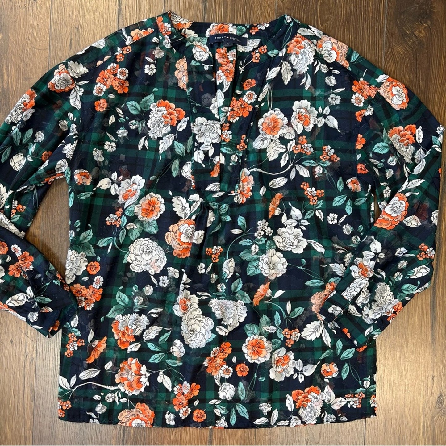 Tommy Hilfiger Floral Peasant Top SZ MED