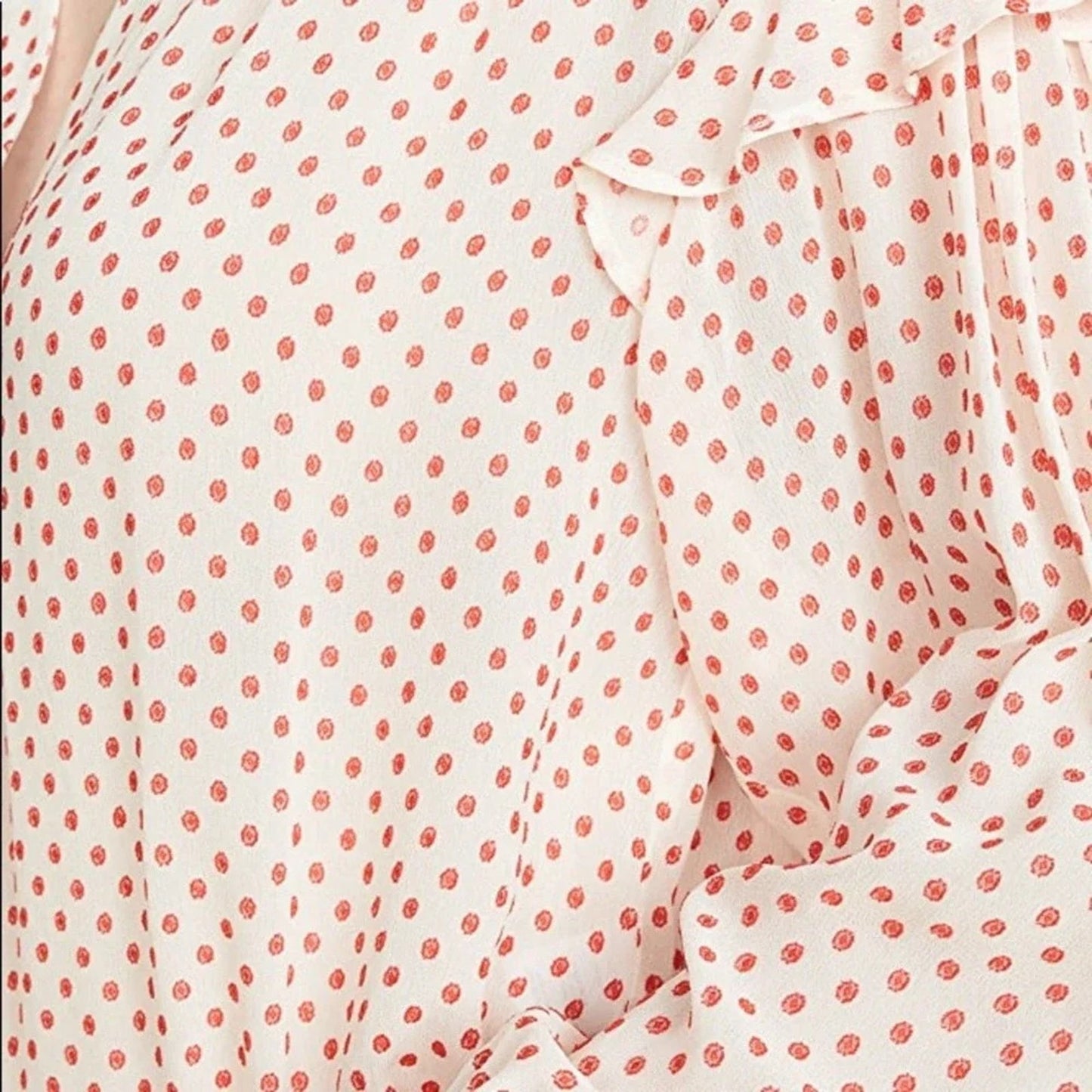 Derek Lam 10 Crosby Kaene Red & Cream Polka Dot Ruffle Blouse SZ 6