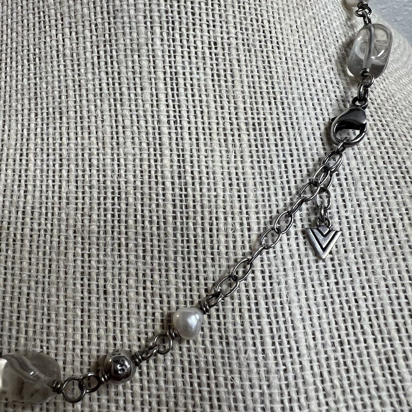 Silpada Sterling Silver Freshwater Pearl & Crystal Necklace 16-18” N1602 Retired