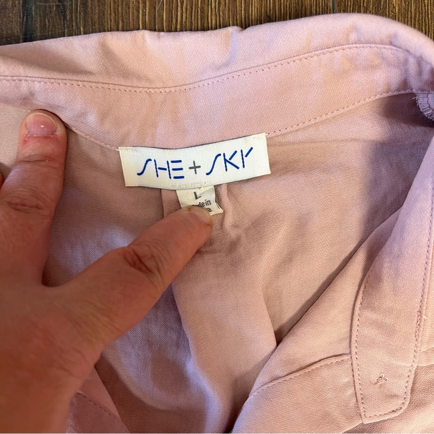 SHE + SKY pink blush button front dress SZ LG