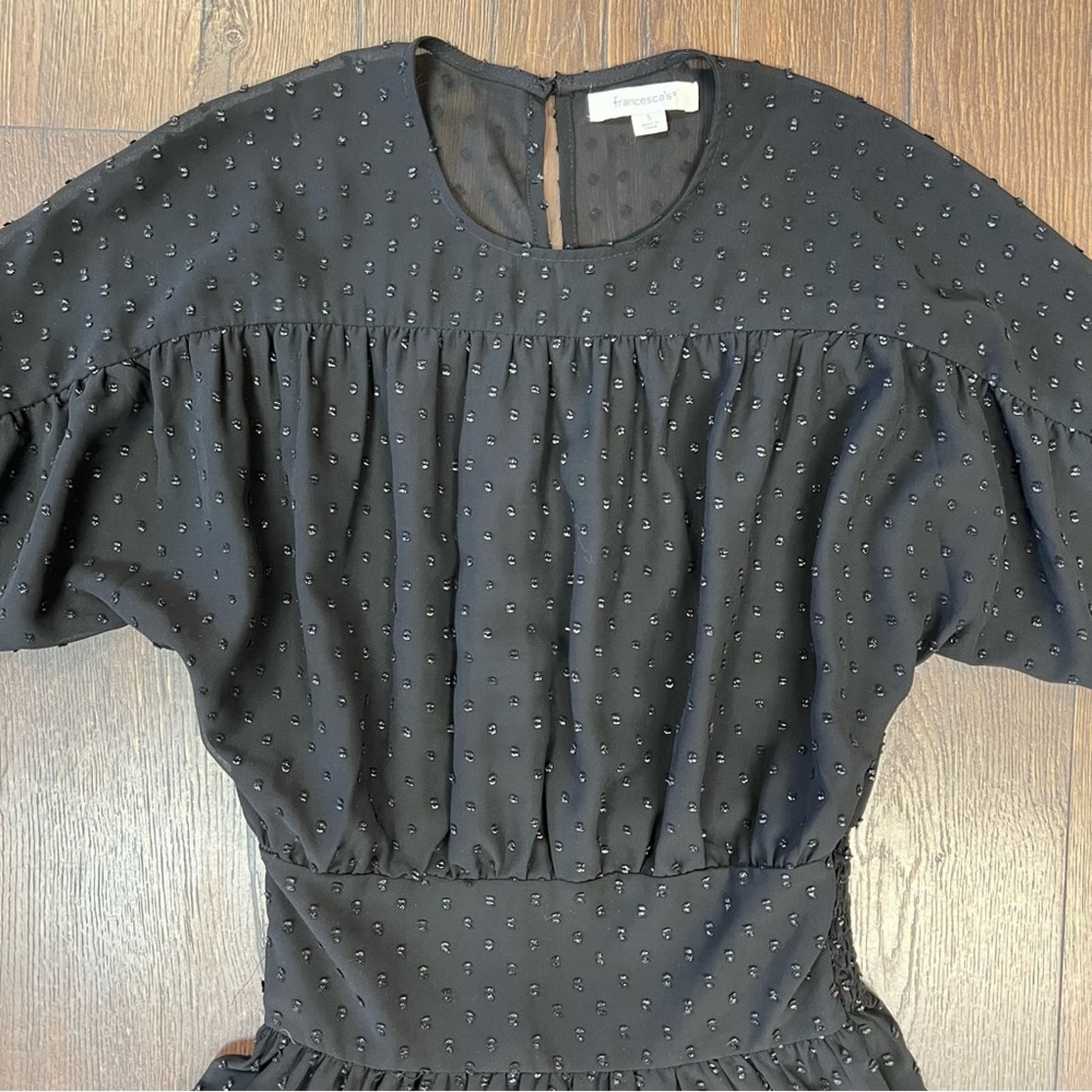 Francesca’s black textured mini dress SZ SM