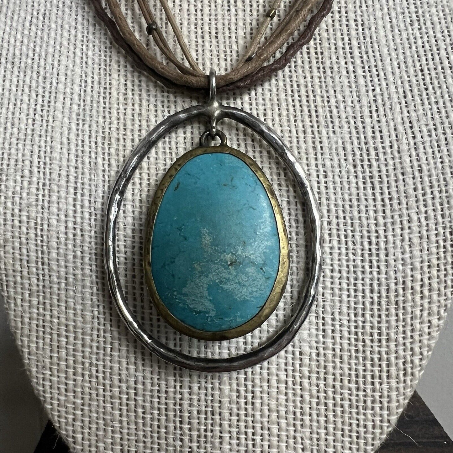 Silpada Howlite Necklace Pendant Leather Turquoise Sterling Silver