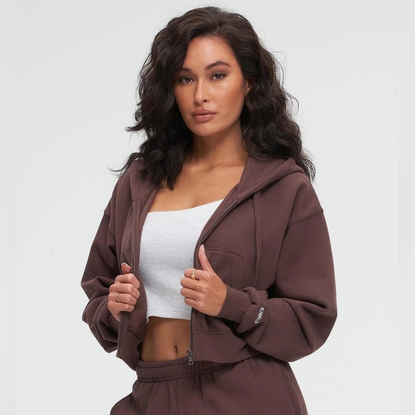 Kuwalla Women's Cropped Zip Up Hoodie SZ LG