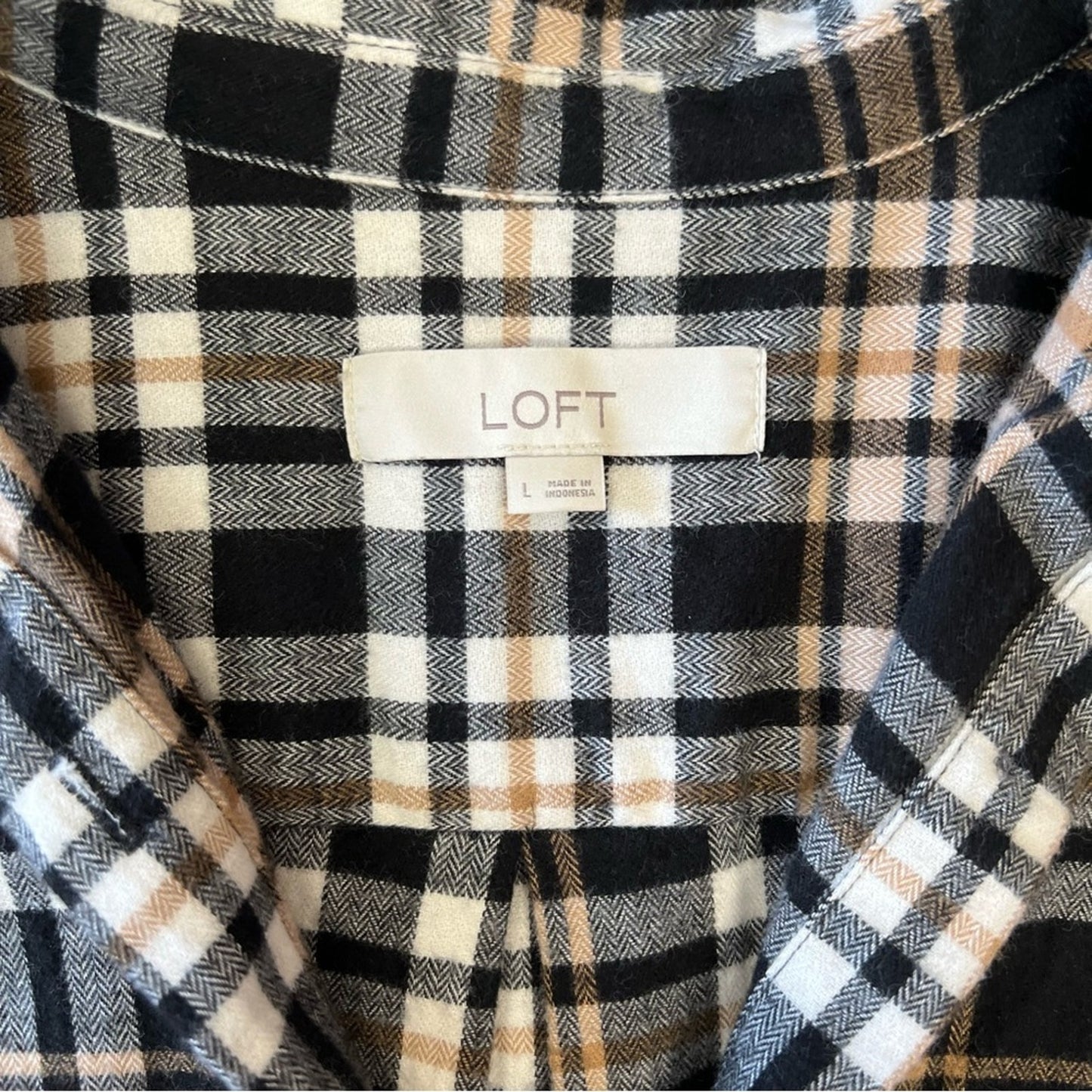 LOFT Plaid Shirtdress SZ LG