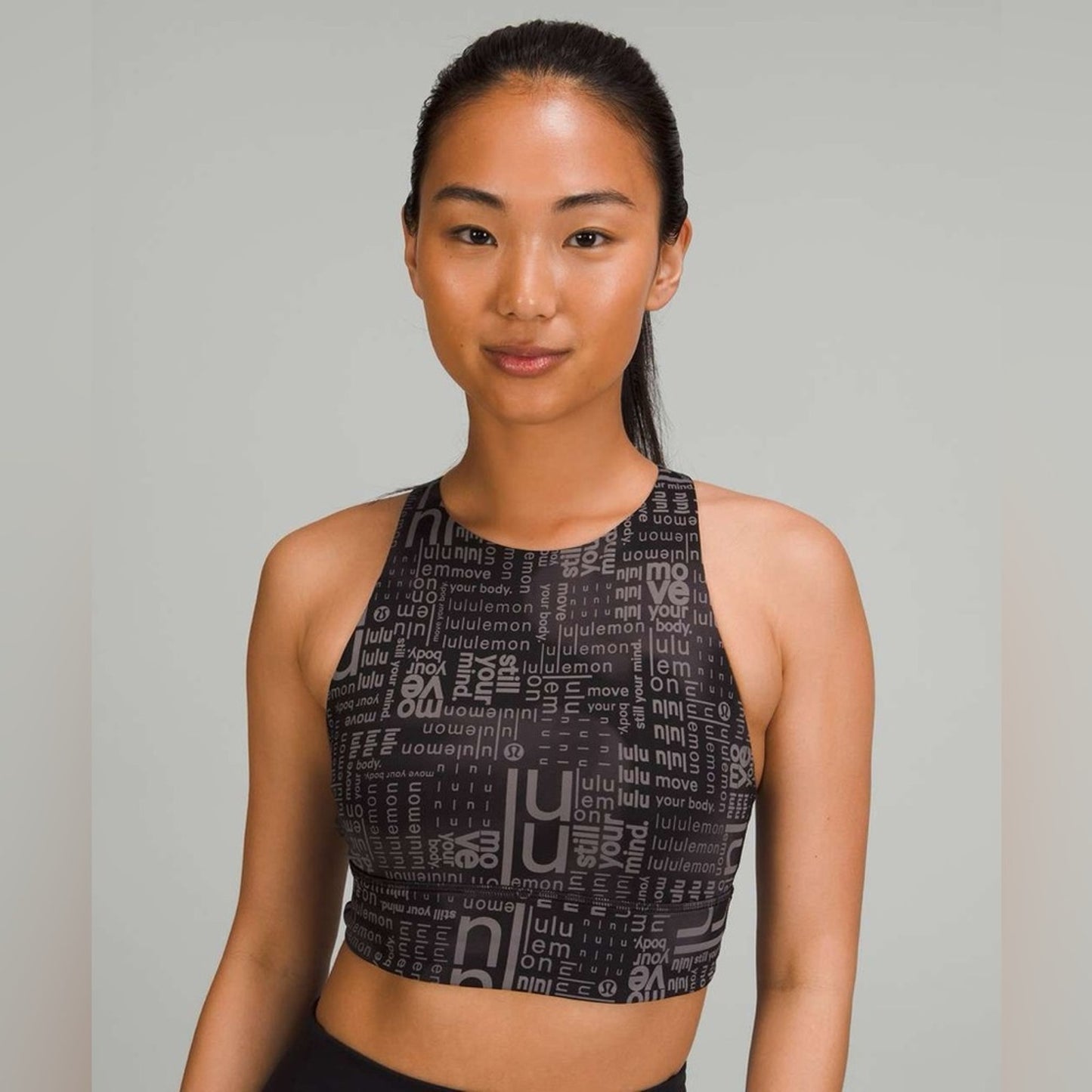 Lululemon Energy High-Neck Longline Bra Ombre Black Multi SZ‎ 10