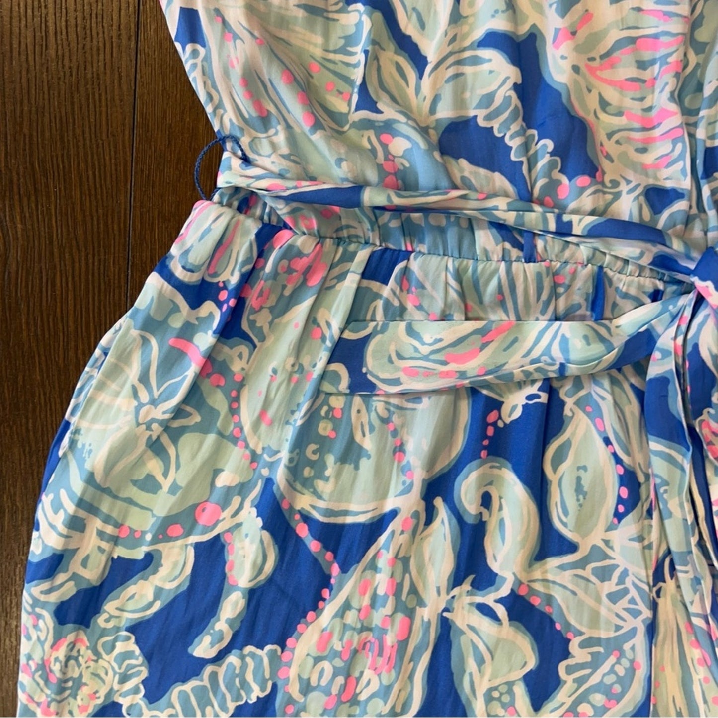 Lilly Pulitzer Deanna Romper in bay blue Into the deep SZ XL
