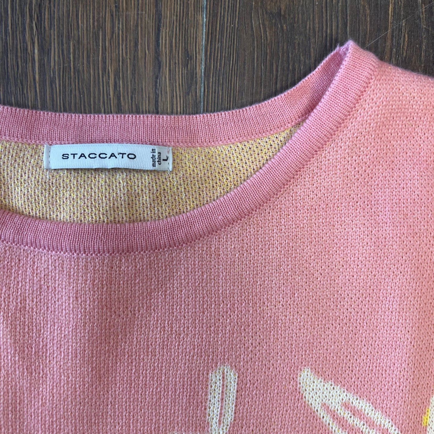 NWOT STACCATO Pink Lemonade Sweater Knit Top SZ LG