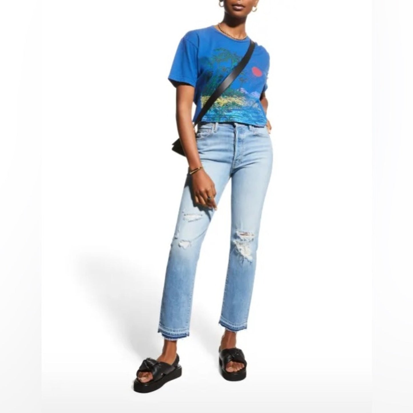 MOTHER Denim High Waisted Hiker Hover Undone Hem SZ 25/0