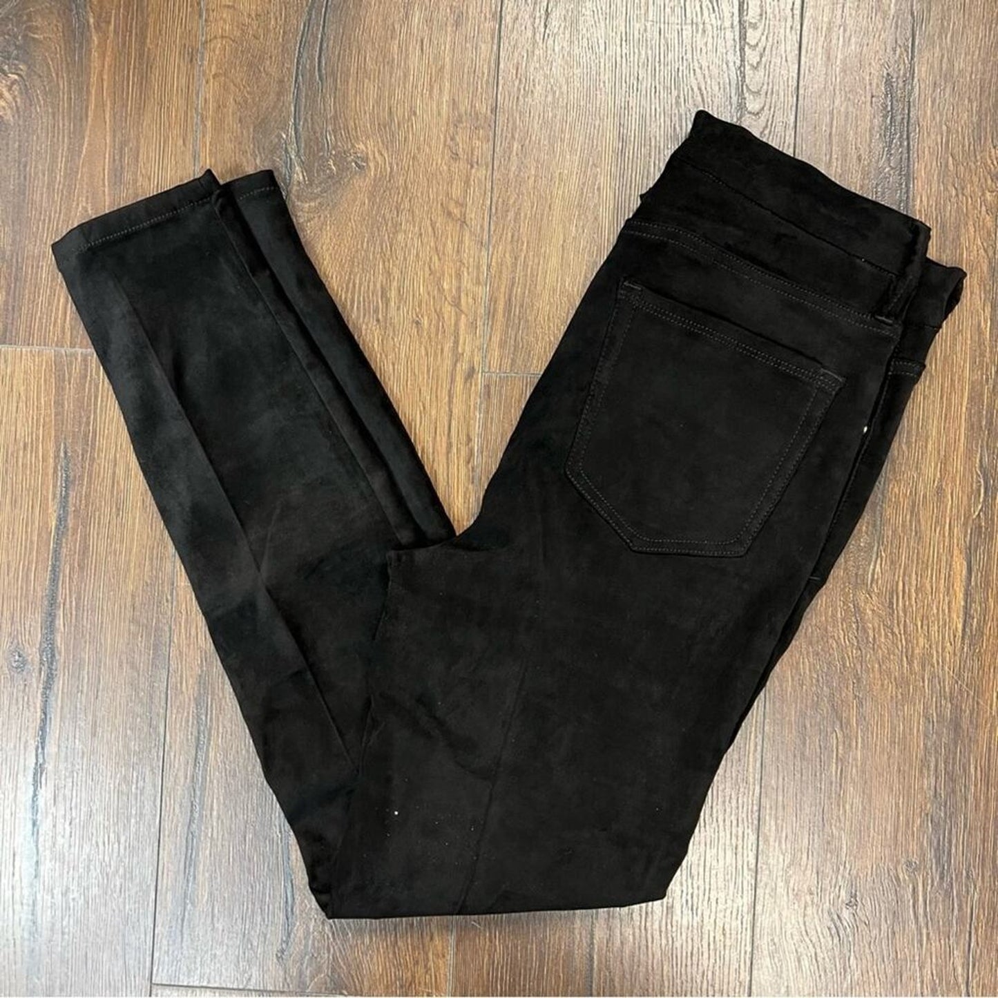 Good American Good Legs Faux Suede Pants Black SZ 8/29