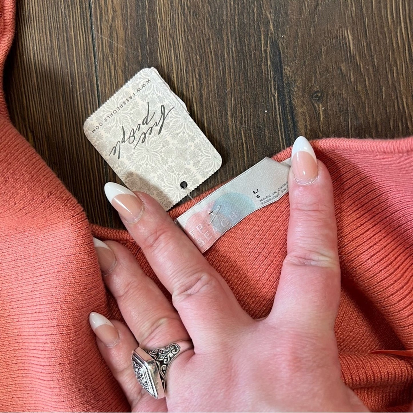🆕‎ Free People Sweater Midi Coral Dress NWT SZ LG