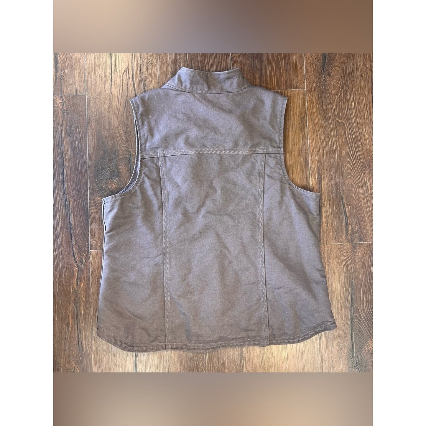 Carhartt Relaxed Fit Washed Duck Sherpa Lined Vest Taupe Grey SZ LG