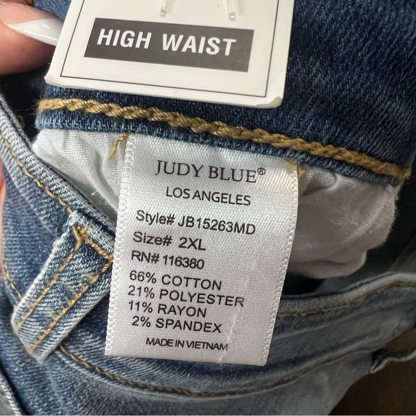 🆕 Judy Blue Panama, High-Rise‎ Denim Shorts Women's NEW SZ 2XL