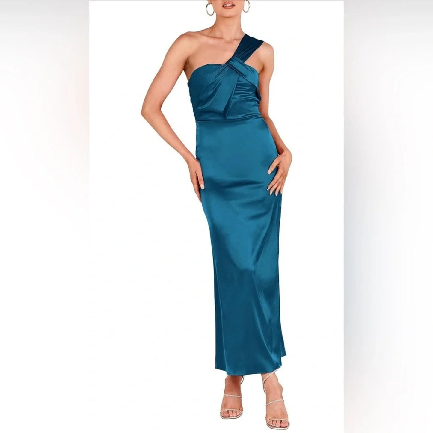🆕 ANRABESS Satin One‎ shoulder Cocktail Evening Party Maxi Dresses SZ XL