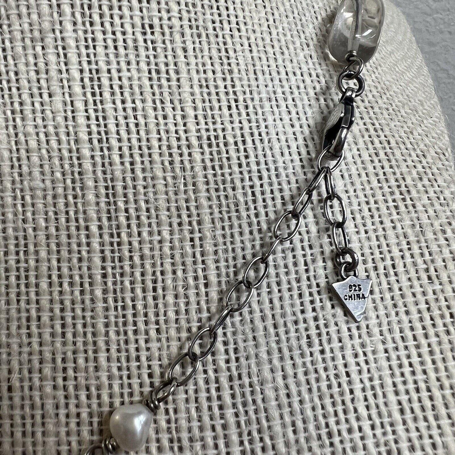 Silpada Sterling Silver Freshwater Pearl & Crystal Necklace 16-18” N1602 Retired