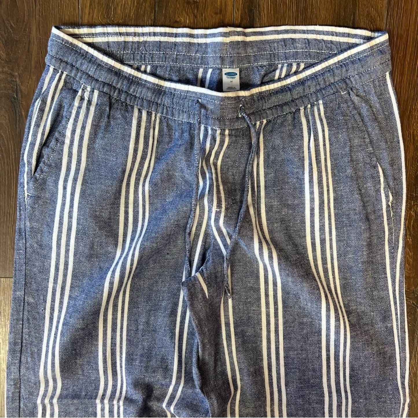 Old Navy drawstring blue linen blend pants SZ MED