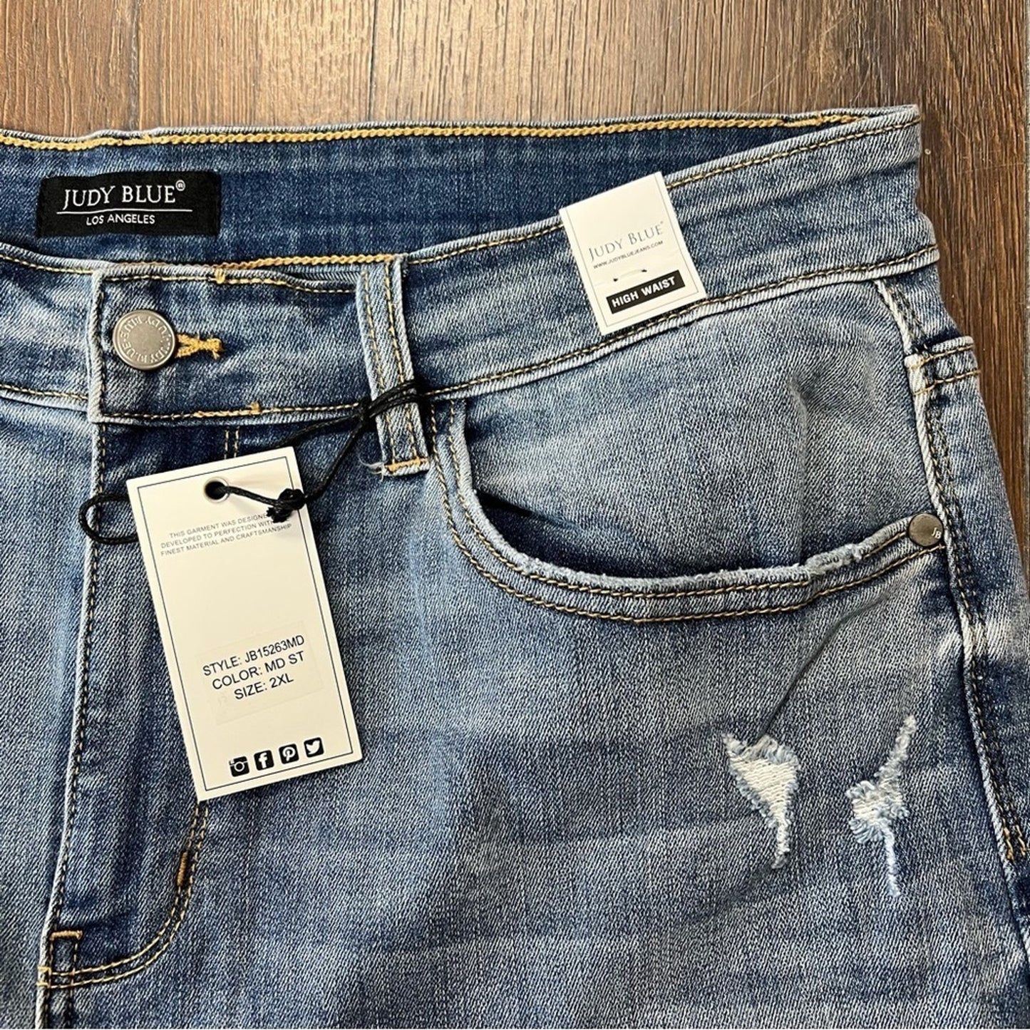 🆕 Judy Blue Panama, High-Rise‎ Denim Shorts Women's NEW SZ 2XL