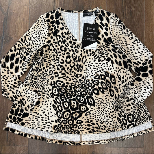 🆕 Attitudes animal print blouse SZ XXS