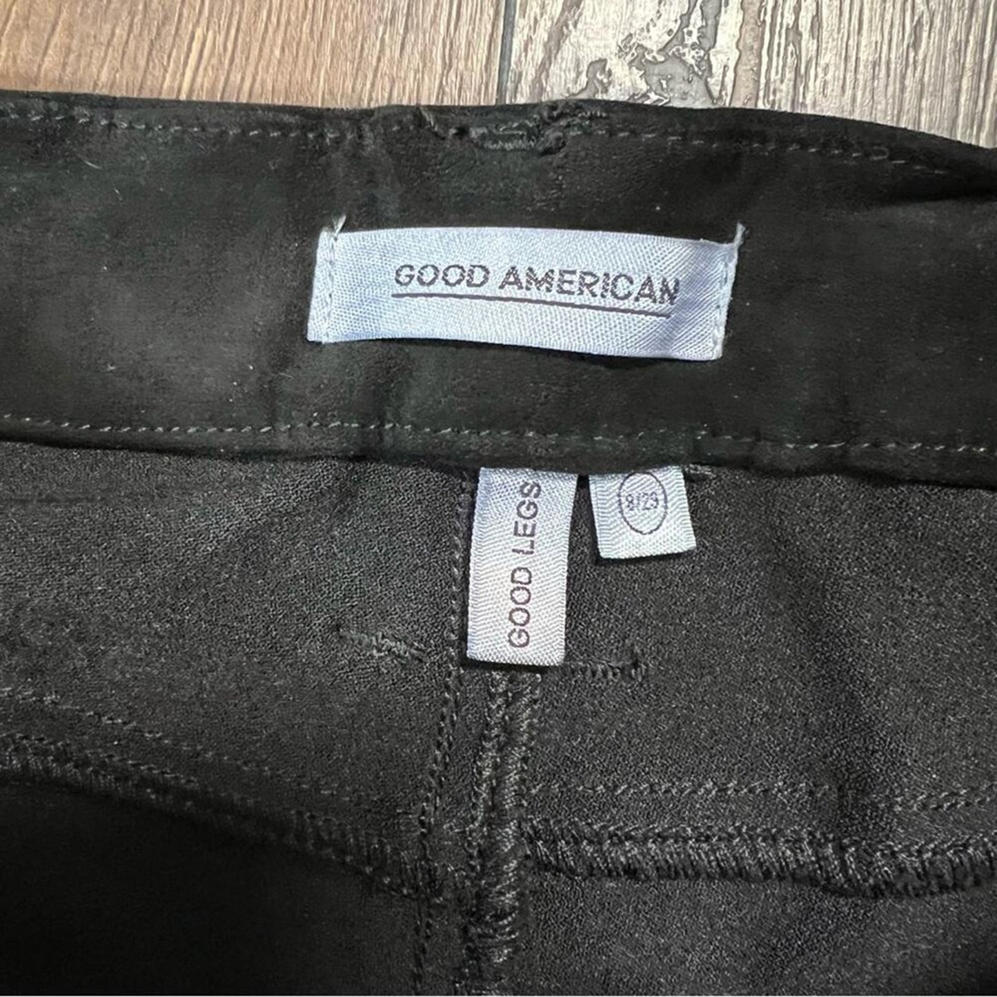 Good American Good Legs Faux Suede Pants Black SZ 8/29