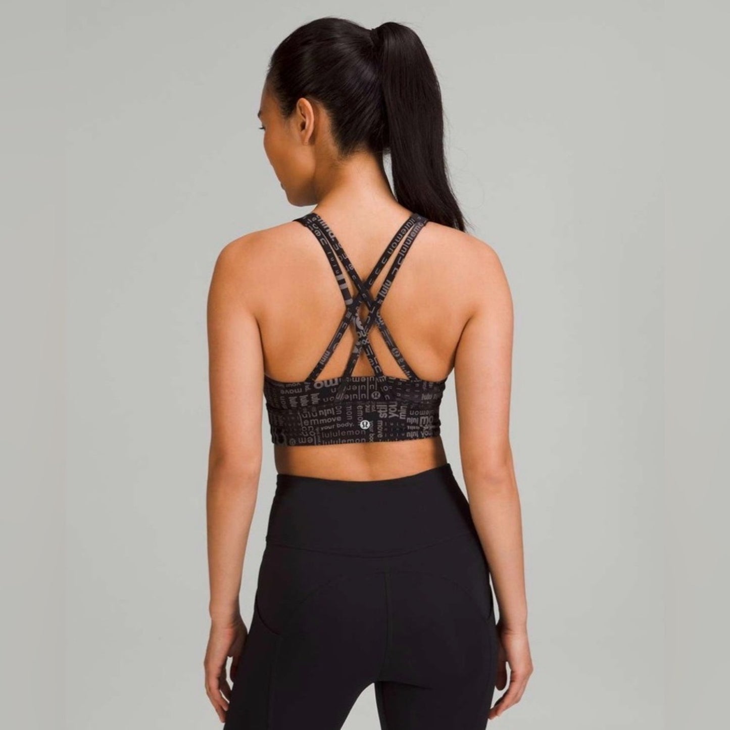 Lululemon Energy High-Neck Longline Bra Ombre Black Multi SZ‎ 10