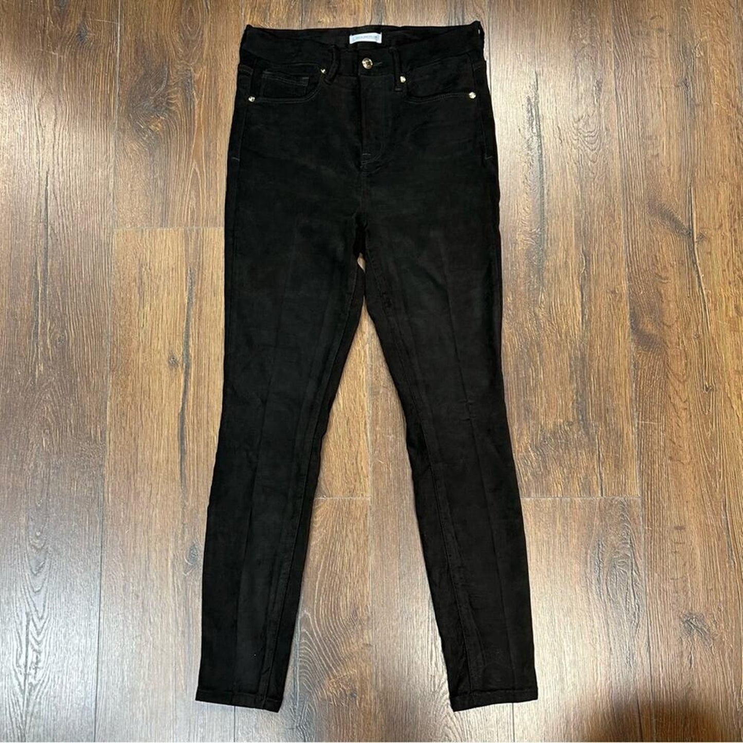 Good American Good Legs Faux Suede Pants Black SZ 8/29